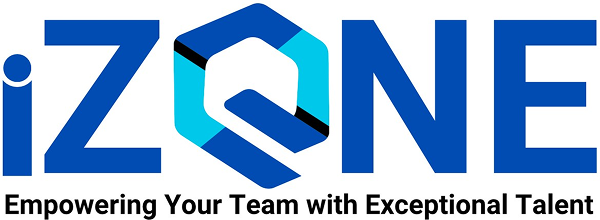 Logo with "iZONE" and empowering tagline.