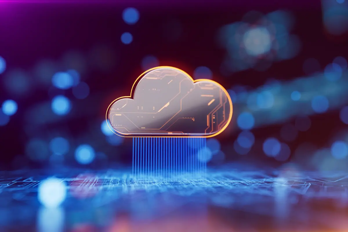 Digital cloud with abstract technology background.